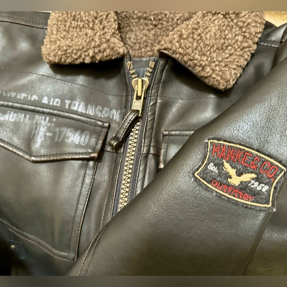 ADVENTURE LEGENDS Bomber Jacket Pilot style Boys SZ 8 Brown Rugged Faux Leather - Picture 10 of 15